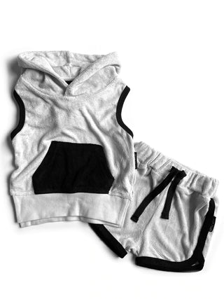 Little Bipsy Terry Cloth Sleeveless Hoodie - Monochrome, Little Bipsy Collection, CM22, JAN23, LBSS22, Little Bipsy, Little Bipsy Terry Cloth, Little Bipsy Terry Cloth Sleeveless Hoodie, Lttl