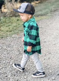 Little Bipsy Oversized Plaid Flannel - Green & Black, Little Bipsy Collection, Flannel, JAN23, Little Bipsy, Little Bipsy Buffalo Plaid Flannel, Little Bipsy Collection, Little Bipsy Fall, Li