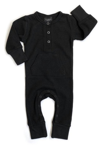 Little Bipsy Thermal L/S Romper - Black, Little Bipsy Collection, Gender Neutral, JAN23, Little Bipsy, Little Bipsy  Thermal L/S Romper, Little Bipsy  Thermal Long Sleeve Romper, Little Bipsy