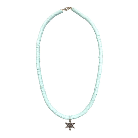 Aqua w/Snowflake Beaded Necklace, S & G Custom Creations, All Things Holiday, Christmas, Christmas Necklace, Holiday, Jewelry, Necklace, S & G Custom Creations, Snowflake, Snowflake Necklace,