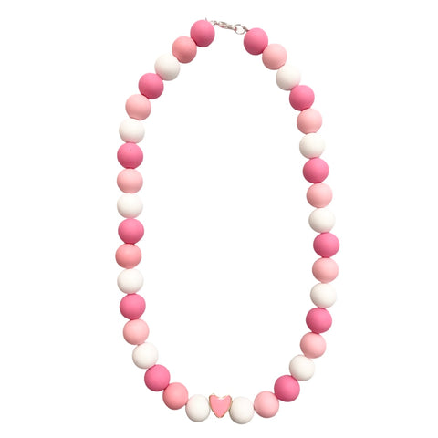 Pink Silicone Beaded Necklace - Pink Heart, S & G Custom Creations, Heart Necklace, Jewelry, Necklace, Pink Silicone Beaded Necklace - Pink Heart, S & G Custom Creations, Valentine's Day, Val