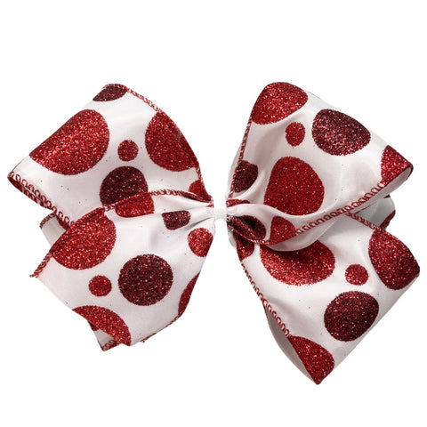 X-Large Red Glitter Polka Dot Layered Hair Bow on Clippie, Basically Bows & Bowties, Alligator Clip, Alligator Clip Hair Bow, Basically Bows & Bowties, basically bows and bowties hair bow xla