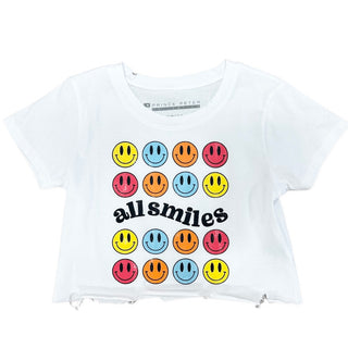 Prince Peter Tween All Smiles Distressed Crop Tee, Prince Peter Collection, All Smiles, Crop Tee, Distressed, Distressed Crop Tee, Happy Face, Prince Peter, Prince Peter Collection, Prince Pe