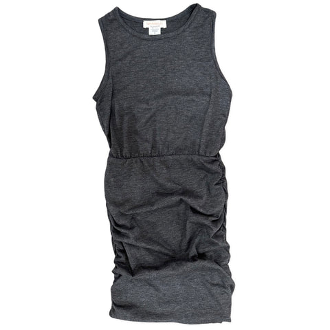 Tweenstyle Solid Jersey Racerback Ruched Dress in Charcoal, Tweenstyle, cf-size-10, cf-size-12, cf-size-14, cf-type-dresses, cf-vendor-tweenstyle, Dress, Made in the USA, Racerback dress, Ruc