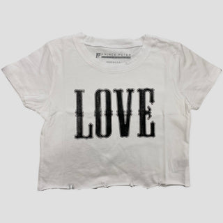 Prince Peter Tween Love Crop Tee - White, Prince Peter Collection, Crop Tee, Distressed, Distressed Crop Tee, Love, Prince Peter, Prince Peter Collection, Prince Peter Love, Prince Peter Twee