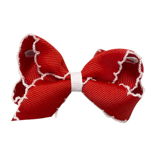 Mini Grosgrain Moonstitch Hair Bow on Clippie - 6 Colors, Wee Ones, Alligator Clip, Alligator Clip Hair Bow, Clippie, Clippie Hair Bow, CM22, Hair Bow, Hair Bow on Clippie, Hair Bows, Mini Gr