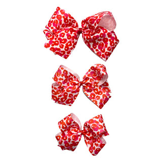 Red & Pink Leopard Hair Bow on Clippie, Basically Bows & Bowties, Basically Bows & Bowties, basically bows and bowties hair bow xlarge, Hair Bow, Hair Bows, Made in the USA, Red & Pink Leopar