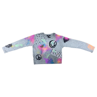 FBZ Smile Love Air Brush Grey L/S Tee, Flowers By Zoe, Air Brush Tee, CM22, FBZ, FBZ Smile Love Air Brush Grey L/S Tee, Flowers By Zoe, Happy Face, More Love, Smile Love Air Brush, Smiley Fac