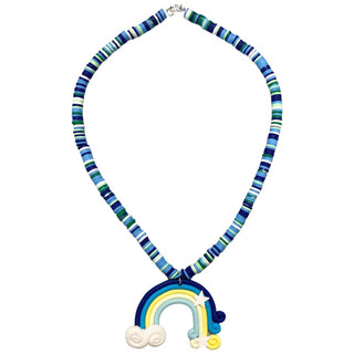 Blue Multicolor Beaded Necklace with Rainbow, S & G Custom Creations, cf-type-necklace, cf-vendor-s-&-g-custom-creations, Iridescent, Jewelry, Multicolor, Necklace, Rainbow Necklace, S & G Cu
