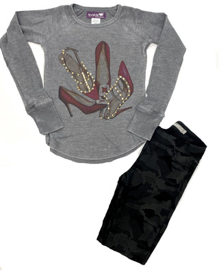 Sparkle by Stoopher Step Up L/S Burnout Thermal Tee, Sparkle by Stoopher, Bling Tee, Bling Top, Girls Top, Girls Tops, Sparkle by Stoopher, Sparkle by Stoopher Step Up Long Sleeve Grey Therma