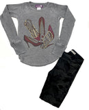 Sparkle by Stoopher Step Up L/S Burnout Thermal Tee, Sparkle by Stoopher, Bling Tee, Bling Top, Girls Top, Girls Tops, Sparkle by Stoopher, Sparkle by Stoopher Step Up Long Sleeve Grey Therma