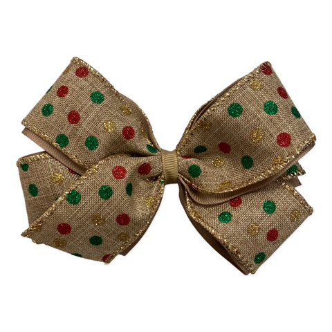 Medium Holiday Glitter Dot Layered Hair Bow on Clippie, Basically Bows & Bowties, All Things Holiday, Alligator Clip, Alligator Clip Hair Bow, Basically Bows & Bowties, cf-type-hair-bow, cf-v
