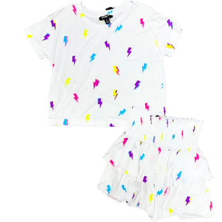 FBZ Neon Lightning White Layered Skirt, Flowers By Zoe, cf-size-4, cf-type-skirts, cf-vendor-flowers-by-zoe, FBZ, Flowers By Zoe, Neon Lightning, Skirt, Smocked Skirt, Skirts - Basically Bows