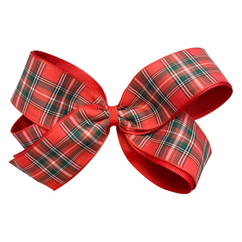 Large Holiday Plaid Layered Hair Bow on Clippie, Basically Bows & Bowties, Alligator Clip, Alligator Clip Hair Bow, Basically Bows & Bowties, basically bows and bowties hair bow xlarge, cf-ty