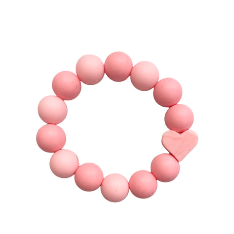 Pink Silicone Beaded Bracelet - Pink Marble Heart, S & G Custom Creations, Bracelet, Bracelets, Heart Bracelet, Jewelry, Necklace, Pink Silicone Beaded Necklace - Pink Heart, S & G Custom Cre