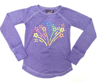 Sparkle by Stoopher Starburst Jersey L/S Tee, Sparkle by Stoopher, Bling Tee, Bling Top, cf-size-4, cf-size-6x, cf-type-shirt, cf-vendor-sparkle-by-stoopher, Girls Top, Girls Tops, Rainbow, R