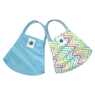 Pom Masks by Pomchies - Spring Chevron / Solid Blue, Pomchies, Els PW 11399, Face Mask, Face Mask by Pomchies, Face Mask for Adults, Face Mask Pomchie, Mask, Pocmhies Face Mask, POM MASKS, Po