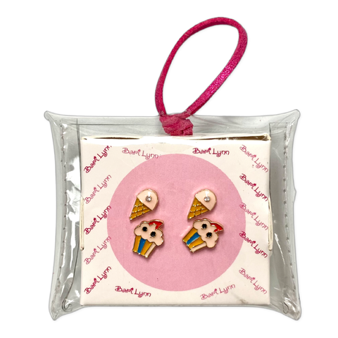 Bari Lynn Sterling Silver Earring Set - Ice Cream + Cupcake, Bari Lynn, Bari Lynn, Bari Lynn Earrings, Bari Lynn Sterling Silver Earring Set, Cupcake, Earrings, Ice Cream, Sterling Silver Ear