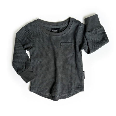 Little Bipsy Waffle Top - Pewter, Little Bipsy Collection, cf-size-6-12-months, cf-type-shirts-&-tops, cf-vendor-little-bipsy-collection, Cotton, JAN23, Little Bipsy, Little Bipsy Collection,