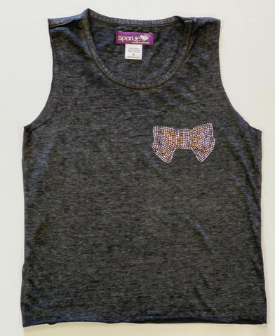 Sparkle by Stoopher Bling Bow Raw Edge Burnout Tank, Sparkle by Stoopher, Be Kind Tank, Big Girls Clothing, Black Friday, Bling Tank Top, Cyber Monday, Els PW 5060, Girls Clothing, Sparkle by