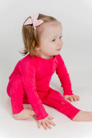 In My Jammers Solid Hot Pink Zipper Romper, In My Jammers, Bamboo, Bamboo Pajamas, cf-size-3-6-months, cf-size-6-9-months, cf-type-pajamas, cf-vendor-in-my-jammers, Convertible, Convertible R