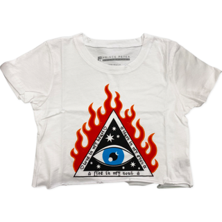 Prince Peter Tween Evil Eye Crop Tee - White, Prince Peter Collection, Crop Tee, Distressed, Distressed Crop Tee, Evil eye, Prince Peter, Prince Peter Collection, Prince Peter Evil Eye, Princ