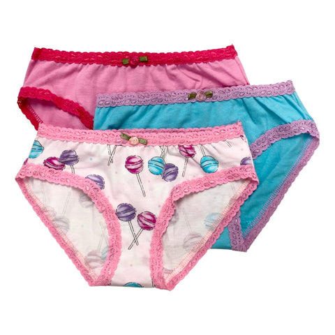 Esme Lollipops 3pc Panty Set, Esme, Els PW 8598, Esme, Esme 3 Pack Panties, Esme Lollipops, Esme Panties, Esme Panty, Esme Panty Pack, Esme Underwear, Girls Underwear, Made in the USA, Underw
