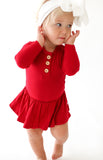 Posh Peanut Solid Ribbed Crimson L/S Henley Twirl Skirt Bodysuit, Posh Peanut, cf-size-3-6-months, cf-type-twirl-skirt-bodysuit, cf-vendor-posh-peanut, Posh Peanut, Posh Peanut Dress, Posh Pe