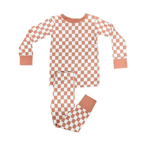 In My Jammers Terracotta Check L/S 2pc PJ Set, In My Jammers, Bamboo, Bamboo Pajamas, cf-size-3t, cf-size-4t, cf-size-5t, cf-size-6t, cf-type-pajamas, cf-vendor-in-my-jammers, Fall Floral, In