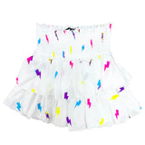 FBZ Neon Lightning White Layered Skirt, Flowers By Zoe, cf-size-4, cf-type-skirts, cf-vendor-flowers-by-zoe, FBZ, Flowers By Zoe, Neon Lightning, Skirt, Smocked Skirt, Skirts - Basically Bows