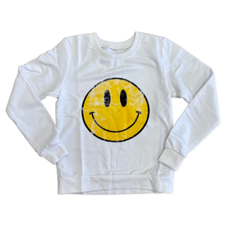 Prince Peter Tween Vintage Happy Face Sweatshirt - White, Prince Peter Collection, Prince Peter, Prince Peter Collection, Prince Peter Pullover, Prince Peter Smiley, Prince Peter Tween, Smile