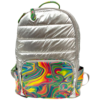 Bari Lynn Neon Rainbow Swirl Silver Puffer Backpack, Bari Lynn, Back Pack, Back to School, Backpack, Backpacks, Bari Lynn, Bari Lynn Back Pack, Bari Lynn Backpack, Bari Lynn Backpacks, Bari L