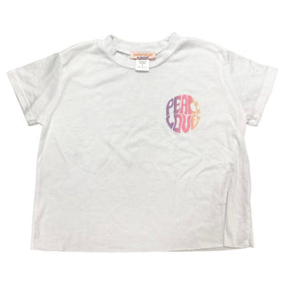 Tweenstyle by Stoopher Peace Love White Tee, Sparkle by Stoopher, cf-size-12, cf-size-14, cf-size-5, cf-type-tee, cf-vendor-sparkle-by-stoopher, Sparkle by Stoopher, Tweenstyle, Tweenstyle by