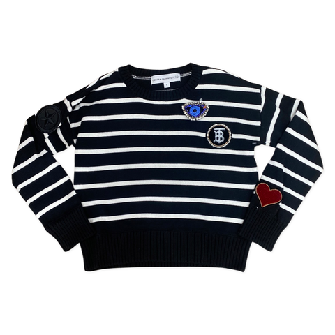 Central Park West Lucky Patches Pullover - Stripe, Central Park West Kids, Central Park West Hoodie, Central Park West Kids, Central Parke West, cf-size-medium-10, cf-type-shirts-&-tops, cf-v