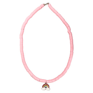 Pink Beaded Necklace with Rainbow, S & G Custom Creations, Birthday, Birthday Necklace, Jewelry, Necklace, Rainbow Necklace, S & G Custom Creations, S & G Custom Creations Candy Beaded Neckla