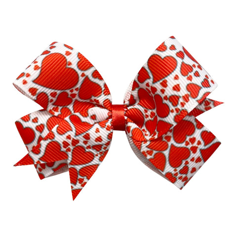 Small Multi Red Heart Bow on Clippie, Basically Bows & Bowties, Alligator Clip, Alligator Clip Hair Bow, Basically Bows & Bowties, Clippie, Clippie Hair Bow, Hair Bow, Hair Bow on Clippie, Ha