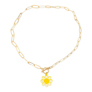 Daisy Toggle Clasp Necklace, Basically Bows & Bowties, Daisy, Daisy Happy Face, Daisy Smiley, Necklace, Tween Jewelry, Necklaces - Basically Bows & Bowties