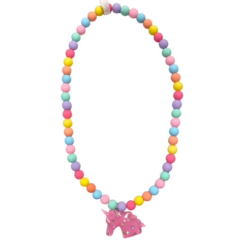 Girls Beaded Necklace - Unicorn Dreams, Good Grace Design Co, Beaded Necklace, Bow Necklace, Girls Beaded Necklace Unicorn, Good Grace design Co Necklace, Good Grace Design Girls Necklace, Go