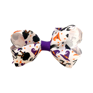 Mini Halloween Print Grosgrain Hair Bow on Clippie - 9 Styles, Wee Ones, Alligator Clip, Alligator Clip Hair Bow, Clippie, Clippie Hair Bow, Hair Bow, Hair Bow on Clippie, Hair Bows, Hallowee