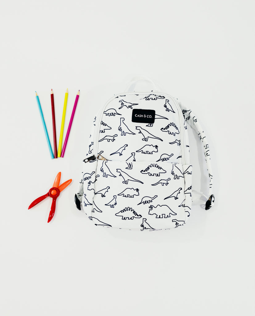 Cash & Co Dino Backpack White Basically Bows & Bowties