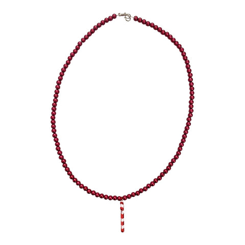 Red Pearl w/Candy Cane Beaded Necklace, S & G Custom Creations, All Things Holiday, Candy Cane, Candy Cane Necklace, Christmas, Christmas Necklace, Holiday, Jewelry, Necklace, S & G Custom Cr