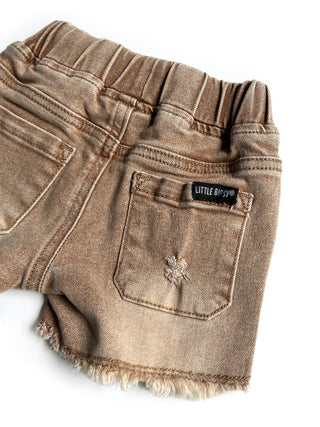 Little Bipsy Cut Off Denim Shorts - Camel Wash, Little Bipsy Collection, Baja Collection, Camel Wash, cf-size-4t-5t, cf-type-shorts, cf-vendor-little-bipsy-collection, Denim Shorts, Fray Deni