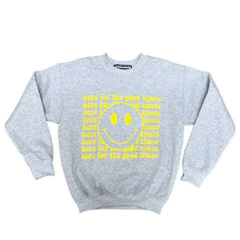 Prince Peter Tween Here For The Good Times Sweatshirt - Grey, Prince Peter Collection, Here for the Good Times, Prince Peter, Prince Peter Collection, Prince Peter Pullover, Prince Peter Swea