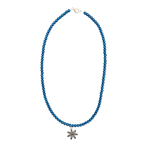 Blue Pearl w/Snowflake Beaded Necklace, S & G Custom Creations, All Things Holiday, Christmas, Christmas Necklace, Holiday, Jewelry, Necklace, S & G Custom Creations, Snowflake, Snowflake Nec
