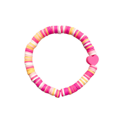Beaded Bracelet - Hot Pink Heart, S & G Custom Creations, Beaded Bracelet - Hot Pink Heart, Bracelet, Bracelets, Heart Bracelet, Jewelry, Necklace, S & G Custom Creations, Valentine's Day, Va