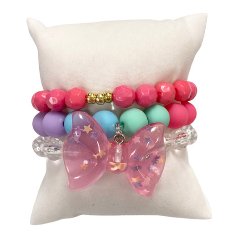 Girls Bracelet Stack - Ribbons and Bows - Dancing Queen, Good Grace Design Co, Bow Bracelet, Bracelet, Bracelet Stack, Bracelets, cf-type-bracelet, cf-vendor-good-grace-design-co, Girls Brace