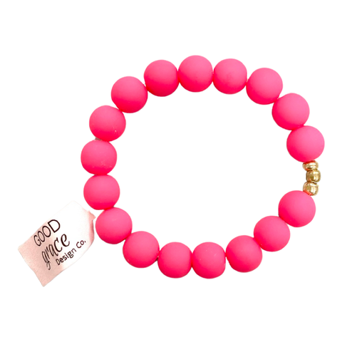Girls Bracelet Single - Hot Pink Bubblegum, Good Grace Design Co, Bracelet, Bracelets, cf-type-bracelet, cf-vendor-good-grace-design-co, Girls Bracelet Single - Hot Pink Bubblegum, Good Grace