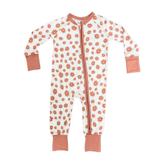 In My Jammers Terracotta Floral Zipper Romper, In My Jammers, Bamboo, Bamboo Pajamas, Convertible, Convertible Romper, Flowers, In My Jammers, In My Jammers Zipper Romper, Jammers, JAN23, Paj