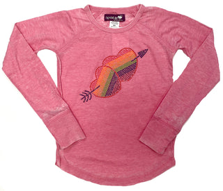Sparkle by Stoopher Double Rainbow Heart Jersey L/S Tee, Sparkle by Stoopher, Bling Tee, Bling Top, Girls Top, Girls Tops, Rainbow, Rainbows, Sparkle by Stoopher, Sparkle by Stoopher Double R