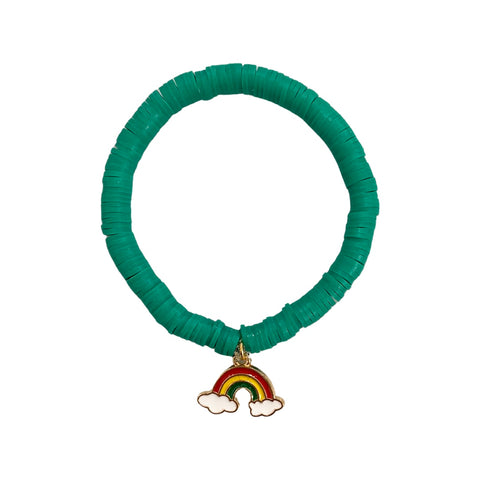 Green Beaded Bracelet with Rainbow, S & G Custom Creations, Clover, Green Bracelet, Jewelry, Rainbow, Rainbow Bracelet, Rainbows, S & G Custom Creations, S & G Custom Creations Candy Beaded N